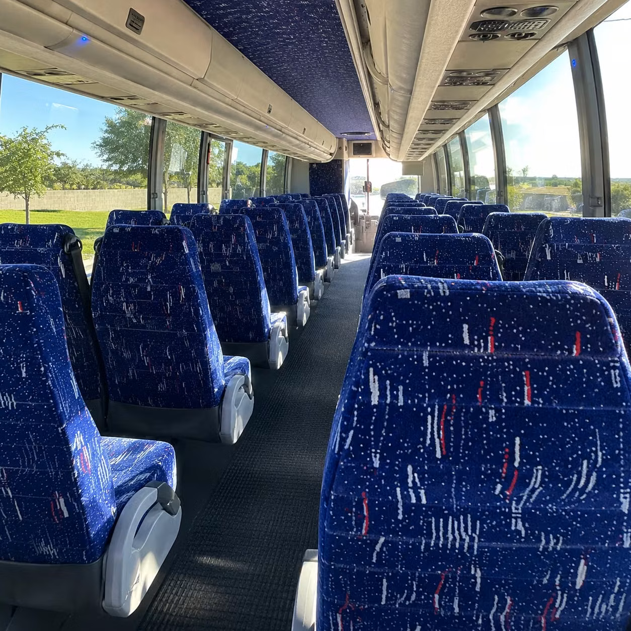 56 passenger charter bus inside